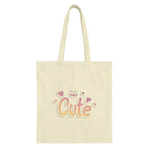 Cute Tote Bag, Pastel Hearts, Kawaii Bag, Aesthetic Tote, Shopping Bag, Everyday Bag, Gift for Her, Girly Bag, Trendy Tote Bag, Canvas Tote - Tawshia